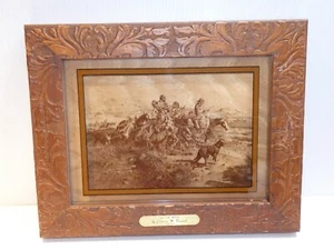 Vintage Charles Russell "On the Move" Western Scene on Glass - Picture 1 of 4