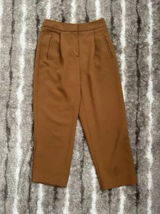 Aritzia Wilfred Chestnut Brown Pleated Cropped Trouser Pants Size 0 - Picture 1 of 6