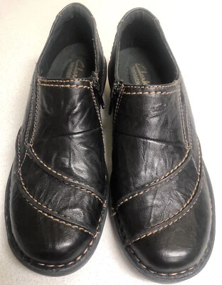 Clark Bendables Negro con Tostado Top Puntada Cremallera Lateral Mujer Planos Talla 7M Nuevo Foto 1 de 4