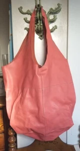Mango soft Leather Coral pink slouchy big Handbag shoulder tote Hobo Bag purse - Picture 1 of 8