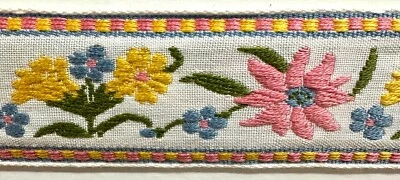 BBTRIMSANDRIBBON 1-3/4" Floral Jacquard Woven Ribbon Trim - 8 Continuous Yards!
