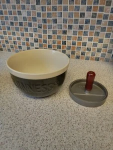 Guinness branded small mixing bowl + burger press barbecue 18.5cm diam 11.5cm - Picture 1 of 7