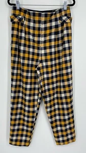 Topshop Tara Check Twill Crop Trouser Pants Women Size 6 High Rise Stretch Multi - Picture 1 of 12
