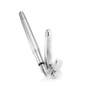 Pluma Waldmann de lujo, plata esterlina, 925, pluma estilográfica, bolsillo, línea guilloché - Imagen 1 de 2