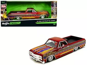 MAISTO 1:25 1965 CHEVROLET EL CAMINO LOWRIDERS METALLIC CANDY RED & GRAPHICS NEW - Picture 1 of 1