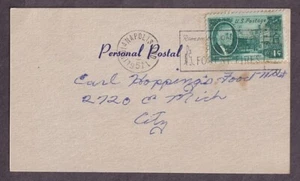 US #930 ROOSEVELT ON INDIANAPOLIS ADVERTISING POST CARD TO MICHIGAN CITY IN 1951 - Picture 1 of 2