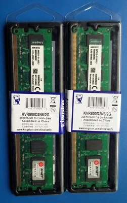 2X 2Gb 4 Gb 800MHz DDR2-800 Memorie RAM KINGSTON DDR2 PC2-6400U PC fisso DESKTOP - Immagine 1 di 4