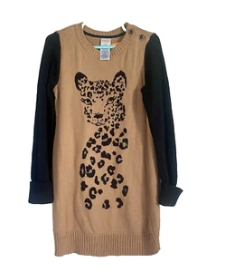 Gymboree Girl's Brown & Black Long Sleeve Sweater Tunic Cheetah Dress -Size 5 T - Picture 1 of 7