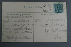*Kengo* Canada Stamp #89 KEVII on Postcard 1911 Grimsby Park, Ont. postmark @52 - Imagen 1 de 2