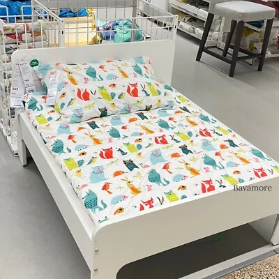 Ikea LATTJO Duvet cover and pillowcase, animal/multicolor, Twin, Cotton NEW - Image 1 of 3