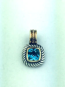 "Colgante David Yurman Albión Topacio Azul Plata Esterlina 14K Oro Amarillo 14K 3/4" - Imagen 1 de 4