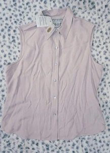 NEW VTG WOMENS 16 TALBOTS COLLECTION 100% SILK PINK SLEEVELESS BUTTON DOWN TOP - Picture 1 of 9