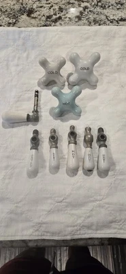 Vintage Porcelain Cross Handle,  Bathroom Faucet Knob Lot. - Image 1 of 2