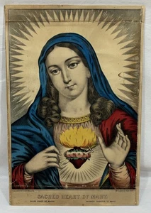 Antike Original 1870er Currier & Ives Herz Mariens Lithographie - Bild 1 von 9