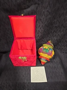 Vintage 2005 Pier 1 Li Bien handbemalt Glas Weihnachtsschmuck Spielzeug Zug mit Box - Bild 1 von 12