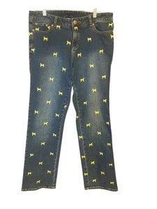 Jeans de mezclilla azul estampado perro amarillo vintage Lilly Pulitzer talla 10 - Imagen 1 de 7