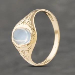 Abito di seconda mano in oro giallo 9 ct pietra di luna ovale con spalle fantasia rin... - Foto 1 di 2