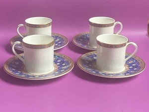 Vintage 90s Minton Barchester Bone China Espresso Coffee Cup & Saucer Set of 4 - Picture 1 of 9