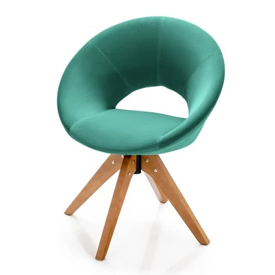 Silla giratoria moderna de mediados de siglo sillón de tela terciopelo para sala de estar verde Foto 1 de 4