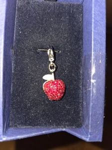Swarovski Apple Charm Red Siam Clear Crystals With Boxes - Picture 1 of 7