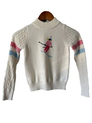 NWT Janie & Jack Cream Ski Sweater Cable Knit And Stripes Detail Size 7 - Image 1 of 4