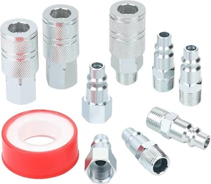 3/8’’ High Flow Air Hose Fittings Set, 3PCS 3/8 Body I/M Industrial Air Coupler - Picture 1 of 6