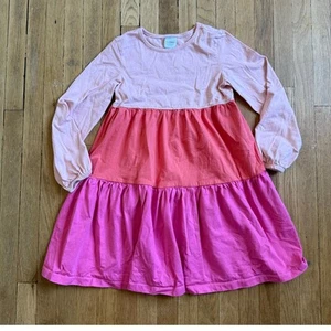 Hanna Andersson Girls Tiered Long Sleeve Pink Play Dress Size 8 - Picture 1 of 3