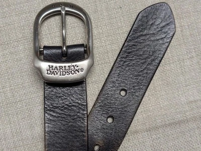 Винтажный мотоциклетный ремень HARLEY DAVIDSON 38 черная кожаная хромированная пряжка - Изображение 1 из 4
