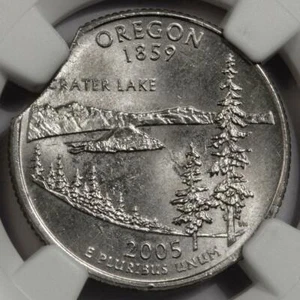 2005 P NGC MS64 Curved Clip Oregon Statehood Quarter Mint Error Very Rare Date - Picture 1 of 4