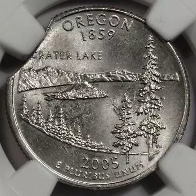 2005 P NGC MS64 Curved Clip Oregon Statehood Quarter Mint Error Very Rare Date - Image 1 of 4