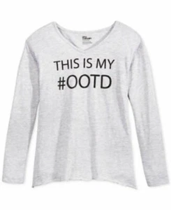 Epic Threads Girls' #OOTD Long Sleeve T-Shirt Gray Size XL - Picture 1 of 1