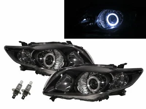 Corolla E140/E150 07-10 Guide LED Halo Headlight W/ Motor Black for TOYOTA RHD - Picture 1 of 5