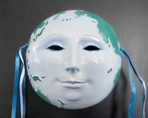 Clay Art San Francisco SF USA 7" Blue Green Earth World Celestial Face Mask - Picture 1 of 6