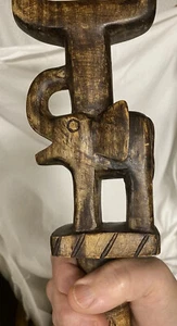 Wood Cane, Hand Carved, Elephant, 36" Tall - Picture 1 of 8