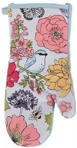 Printed Kitchen Oven Mitt(13") FLOWERS,BEES,BIRD & BUTTERFLIES,BLOOM GARDEN,Ritz - Picture 1 of 12