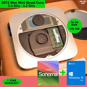 NEAR MINT! SONOMA + WINDOWS 10 PRO 2012 Mac Mini 2.3GHz i7 QUAD 16GB RAM 1TB SSD - Picture 1 of 14