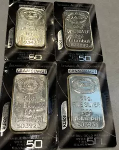 Vintage Istanbul 50 Gram Silver Bar 999.0 Fine Silver Bar In Assay - Picture 1 of 2