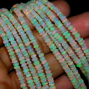 AAA+ Ethiopian Opal Smooth Rondelle Bead 100% Natural 3MM 1 Line Ethiopian Opal - Picture 1 of 3