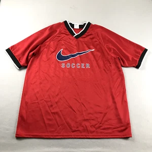 VTG Nike Soccer Jersey Shirt Mens XL Red V Neck Short Sleeves Big Swoosh 90s USA - Picture 1 of 10