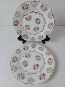 Z..S. & Co. (Zeh Scherzer) Bavaria  7 1/2" Dessert Plates Purple Flowers Vintage - Picture 1 of 4