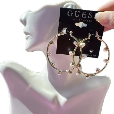 Pendientes Guess perlas blancas en bucles de oro clip en gotas  Foto 1 de 4
