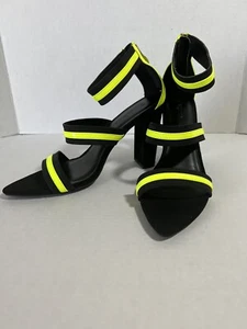 Wild Diva Lounge Womens Heels 8.5 Strappy Neon Suede 4" Heel Zipper Back - Picture 1 of 8