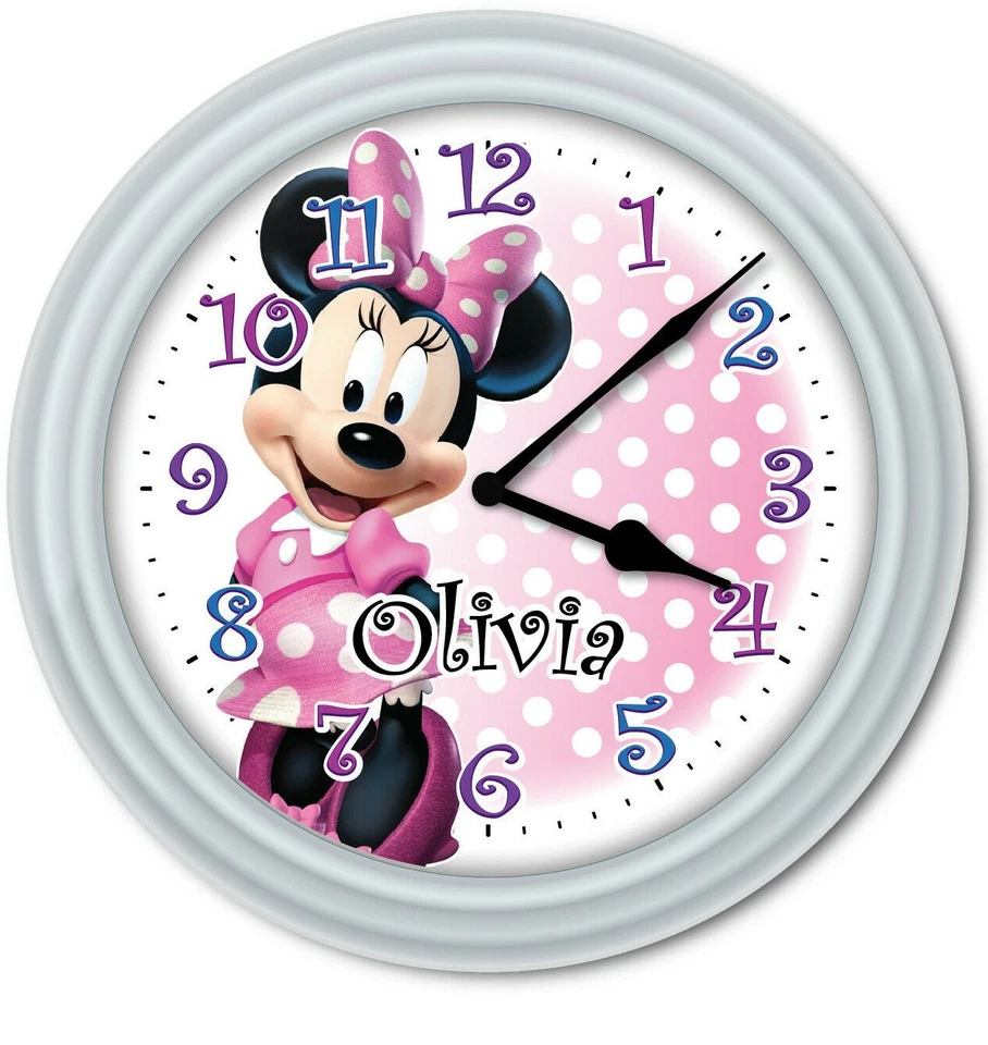 Minnie Mouse Clubhouse PERSONALIZED Wall Clock - Disney Kids Girls Bedroom GIFT - Image 1 of 1