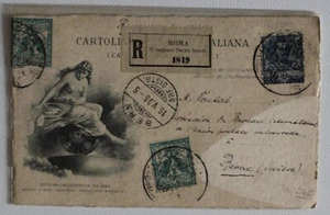 1906 cartolina RACCOMANDATA a SVIZZERA+ETICHETTA RACCO ROMA CONGRESSO UPU-H912 - Foto 1 di 2