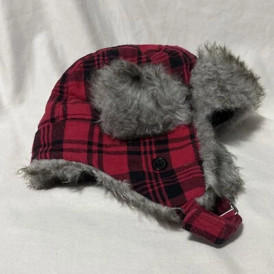 Chapéu caçador The Children's Place flanela vermelha xadrez pele sintética 4-7 P/M - Imagem 1 de 4