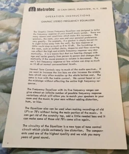 Metrotec Graphic Stereo Frequency Equalizer Bedienungsanleitung - Bild 1 von 2