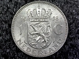 1958 Netherlands - Gulden - 72% Silver - Foreign World Coin - Inv#Z606 - Picture 1 of 2