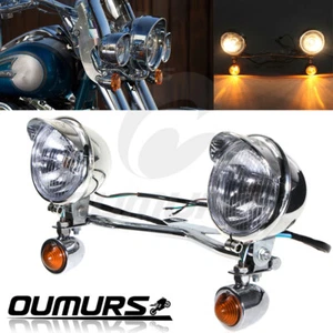 Passing Turn Signal Lamp Driving Fog Spot Light Bar Kit For Harley Motorcycle US - Picture 1 of 9