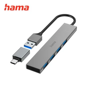 Hama Slim 4-Port USB-C 3.2 Hub, 5 Gbit/s mit USB-C Adapter - Bild 1 von 8
