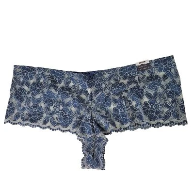 Cacique Women's Blue Floral Lace Cheeky Short Panty Plus Stretch Fit Size 26/28 - Imagem 1 de 4